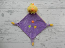 Tollkühn knuffeldoek velours paars geel sterren eend