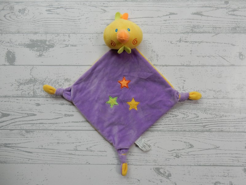 Tollkühn knuffeldoek velours paars geel sterren eend