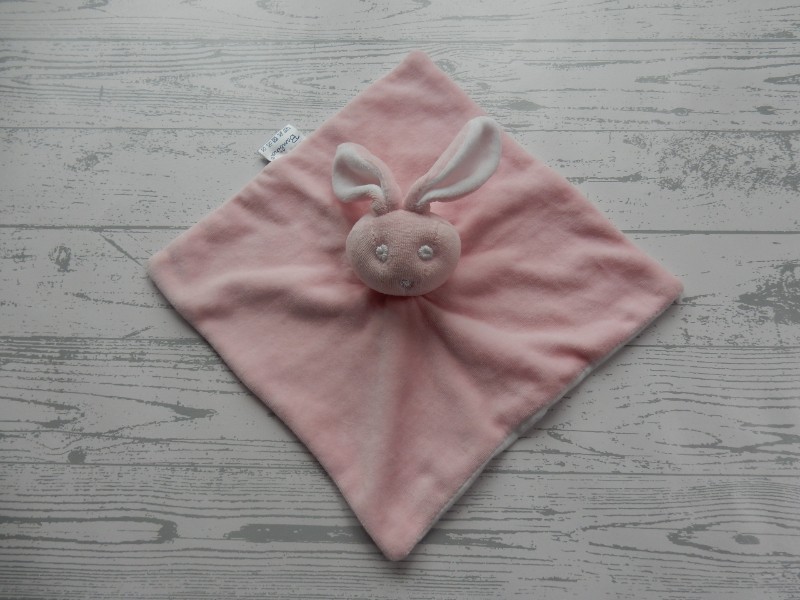Bambino knuffeldoek velours lichtroze roze wit konijn
