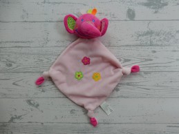 Tollkühn knuffeldoek velours fuchsia roze roze bloemetjes Olifant