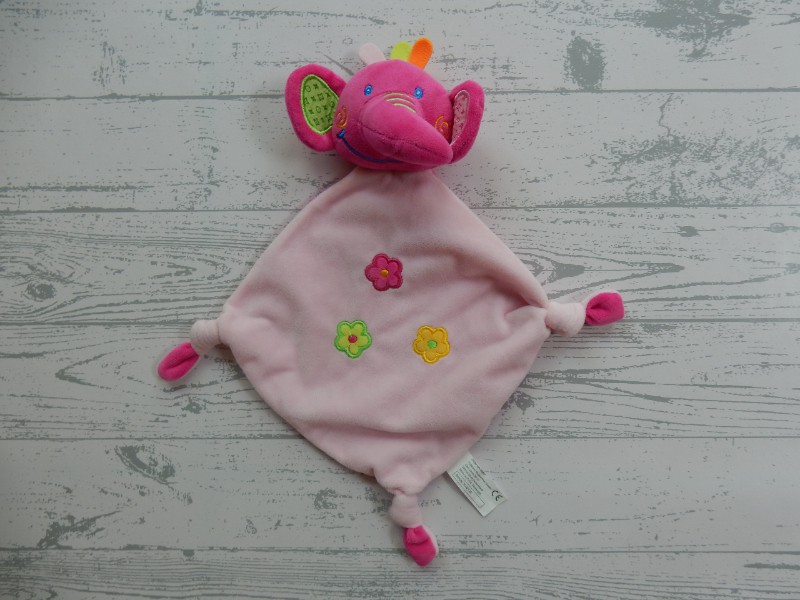 Tollkühn knuffeldoek velours fuchsia roze roze bloemetjes Olifant
