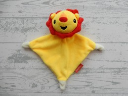 Fisher Price knuffeldoek knuffellap velours geel rood Leeuw