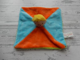 Eurocamp Petit Paradis knuffeldoek velours blauw oranje groen jongen