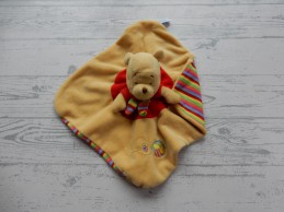 Disney baby knuffeldoek velours oranje rood groen gestreept Winnie