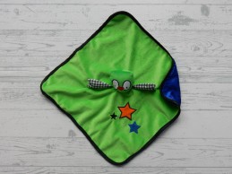 J.i.P JiP knuffeldoek velours satijn groen blauw Uil