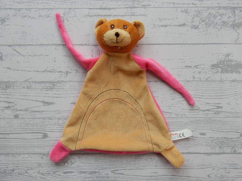Action Toi Toys knuffeldoek velours beige bruin roze Beer