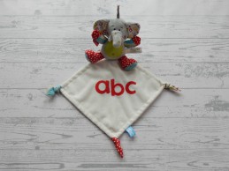 Tiamo knuffeldoek velours wit rood blauw abc olifant Dani