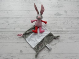 Bambino knuffeldoek velours grijs wit roze rood konijn Bets Bunny