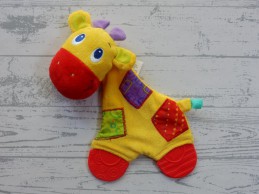Bright Starts knuffeldoek knuffellap velours geel rood Giraffe