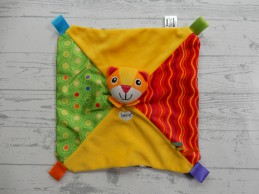 Lamaze Tomy knuffeldoek velours geel groen poes Kitte Katje