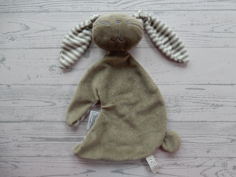 Funnies knuffeldoek knuffellap velours grijs gestreept Konijn