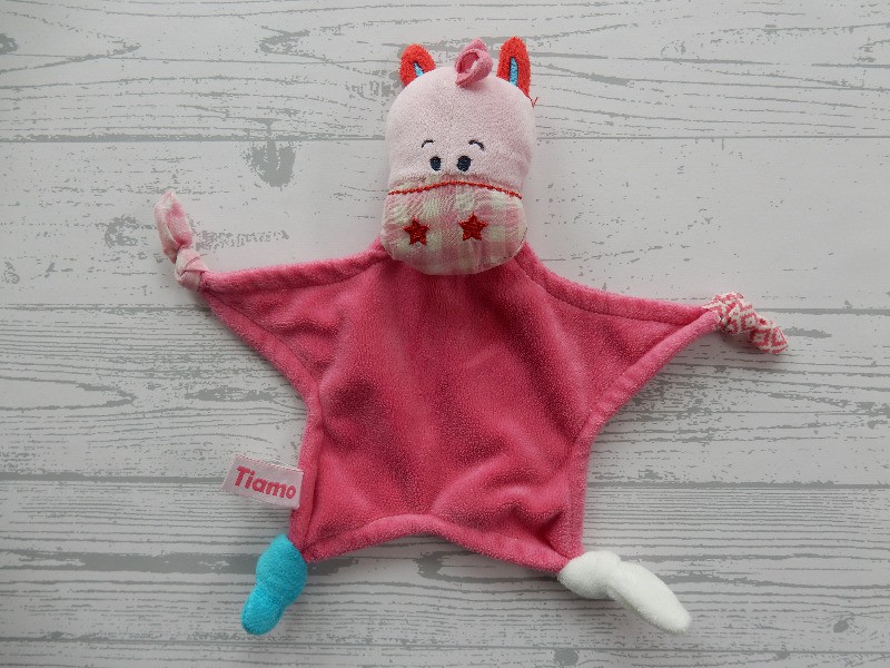 Tiamo knuffeldoek velours roze lichtroze ster paard Pollie