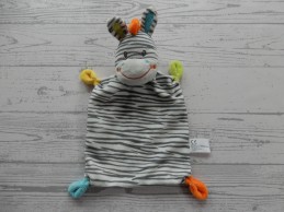 Nicotoy knuffeldoek velours wit grijs gestreept zebra