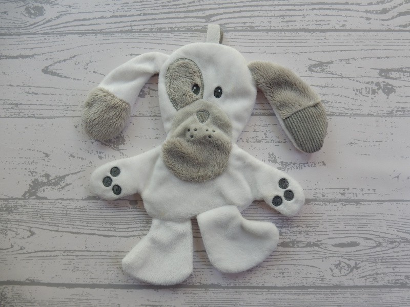 Tiamo knuffeldoek knisperdoek velours wit grijs Sem de hond
