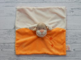 Doukidou knuffeldoek velours ecru oranje sterretjes Hond