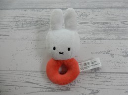 Nijntje knuffel rammelaar ring velours wit oranje classic