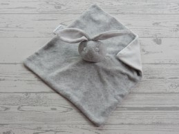 Bambino knuffeldoek velours grijs melee wit konijn