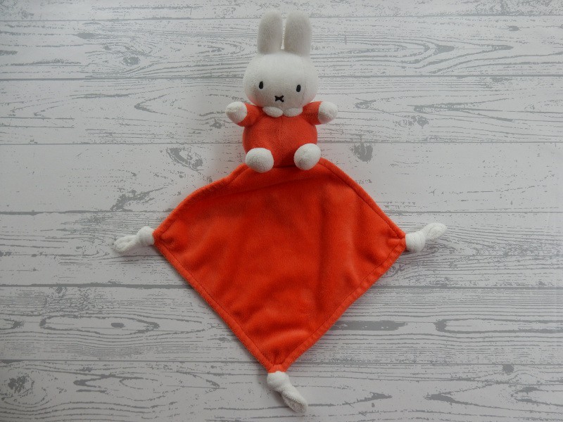 Nijntje knuffeldoek velours oranje wit classic