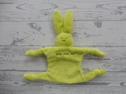 Peas knuffeldoek velours lime groen konijn Play with me