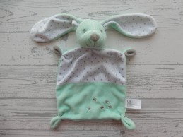 Nicotoy knuffeldoek velours wit mint groen stipjes sterretjes konijn
