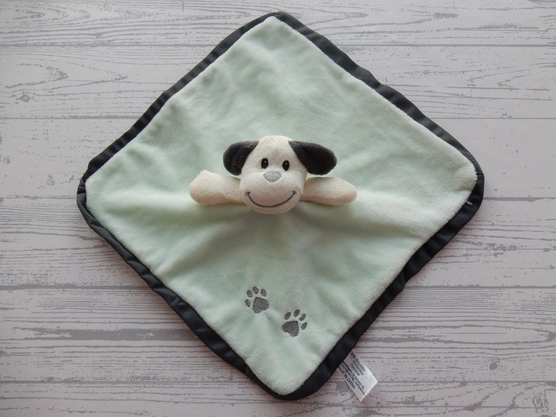 Zeeman knuffeldoek velours grijs mint groen hond