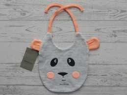 Zero2three bib slab grijs melange fel oranje Panda Love