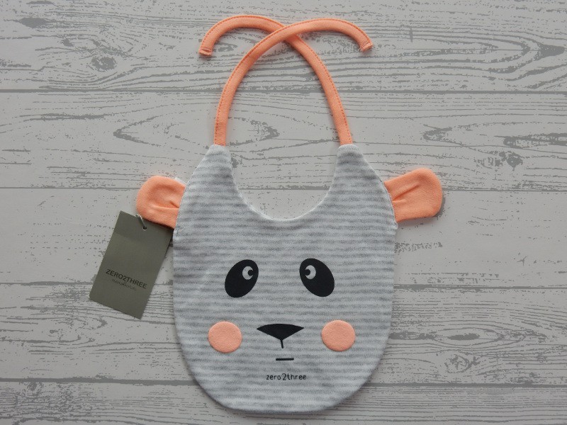 Zero2three bib slab grijs melange fel oranje Panda Love