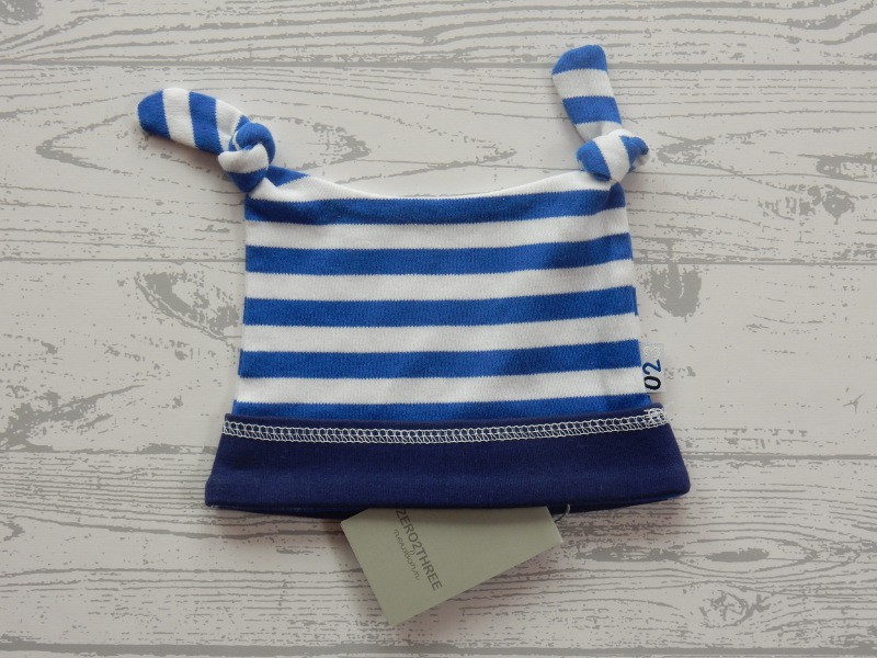 Zero2three babymuts blauw wit gestreept maat 50-56
