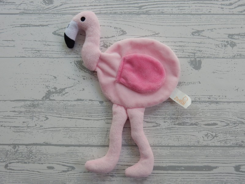Zwitsal knuffeldoek velours roze Flamingo
