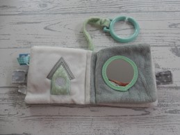 Tiamo buggyboekje velours mintgroen grijs wit Uil