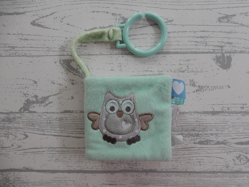 Tiamo buggyboekje velours mintgroen grijs wit Uil