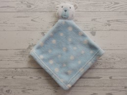 Primark Early Days knuffeldoek velours blauw wit stippen Beer
