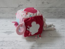 Little Dutch Tiamo knuffel kubus velours wit roze Pink Blossom Konijn