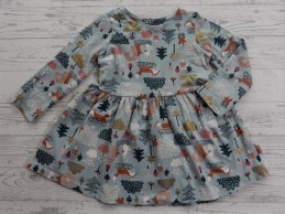Hema kinderjurk tricot groen print kerst winter bos dieren maat 68