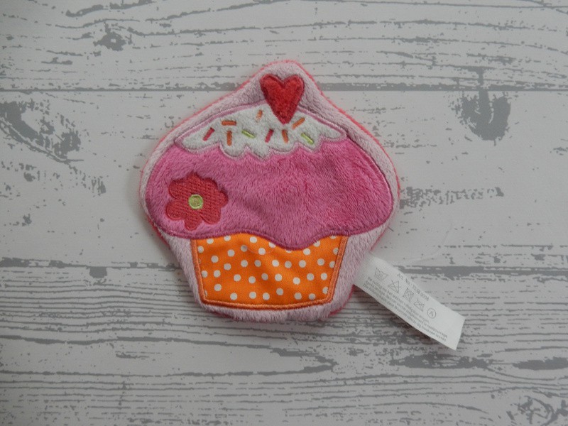 Hema knuffeldoek knisperdoekje knisper velours roze cupcake
