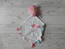 Lief! Lifestyle knuffeldoek velours roze wit blauw vogel love bird
