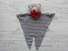 Kathe Kruse knuffeldoek tricot badstof grijs donkerblauw beer