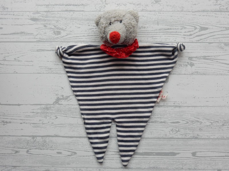 Kathe Kruse knuffeldoek tricot badstof grijs donkerblauw beer