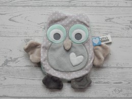 Tiamo knuffeldoek knisperdoek velours mintgroen grijs wit Uil