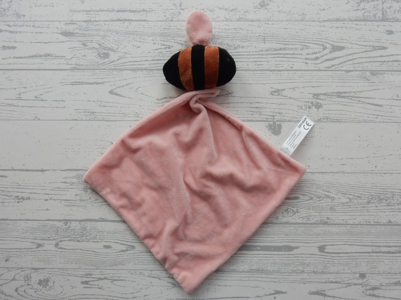 Zeeman knuffeldoek velours roze bruin gestreept rammeltje Bij