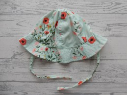 Hema zonnehoed babyhoed lichtgroen mint bloemen maat 0-4 mnd