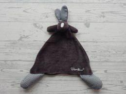 Bambino knuffeldoek velours antraciet gestreept Knisperkonijn