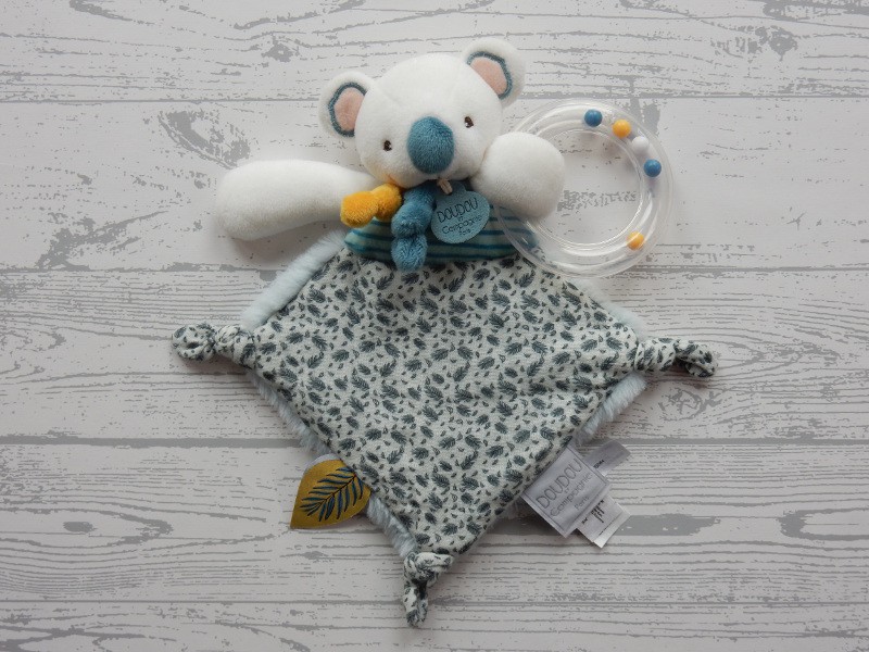 Doudou et Compagnie knuffeldoek velours wit mint groen koala Yoca