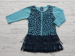 Lofff baby jurk tricot blauwgroen dessin franjes maat 68