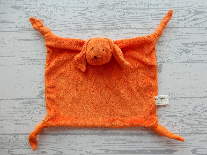 Du Pareil Au Meme DPAM knuffeldoek doudou velours oranje hond dog
