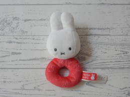 Nijntje knuffel rammelaar velours wit donkerroze