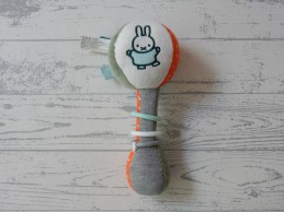 Nijntje balrammelaar velours wit groen oranje blauw ringen paddenstoel