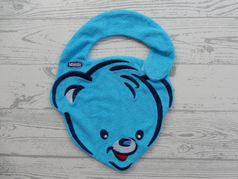 Nestle slab slabber badstof blauw wit beer