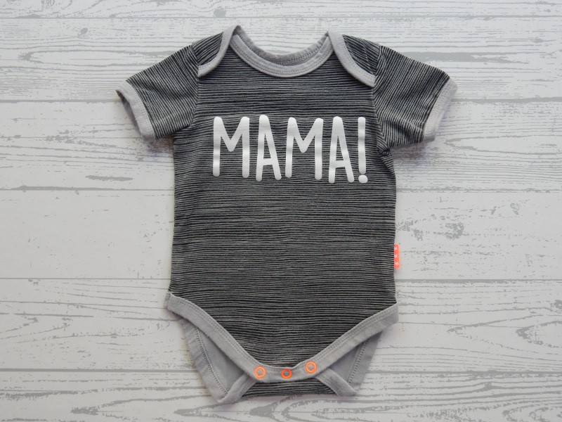 Hema romper korte mouw zwart grijs gestreept Mama maat 50-56