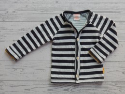 Hema vest jasje donkergrijs gestreept oker geel maat 56